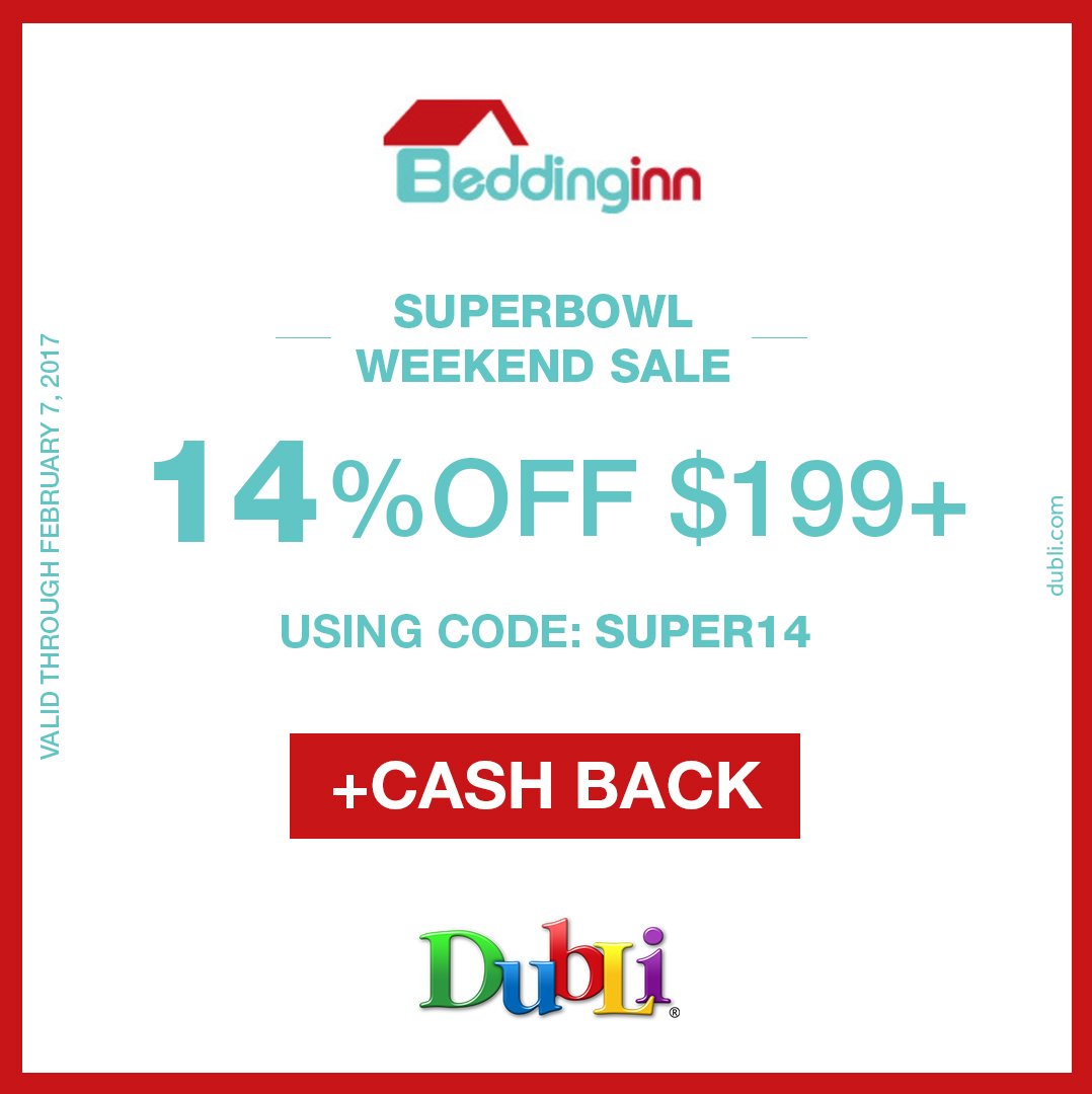 dubli's tweet photo. The #BigGame means big sales! Shop at #Beddinginn with discounts and Cash Back > https://t.co/pTiNisWHfp #SuperBowl #sale #DubLi https://t.co/RW1o9eqP0O