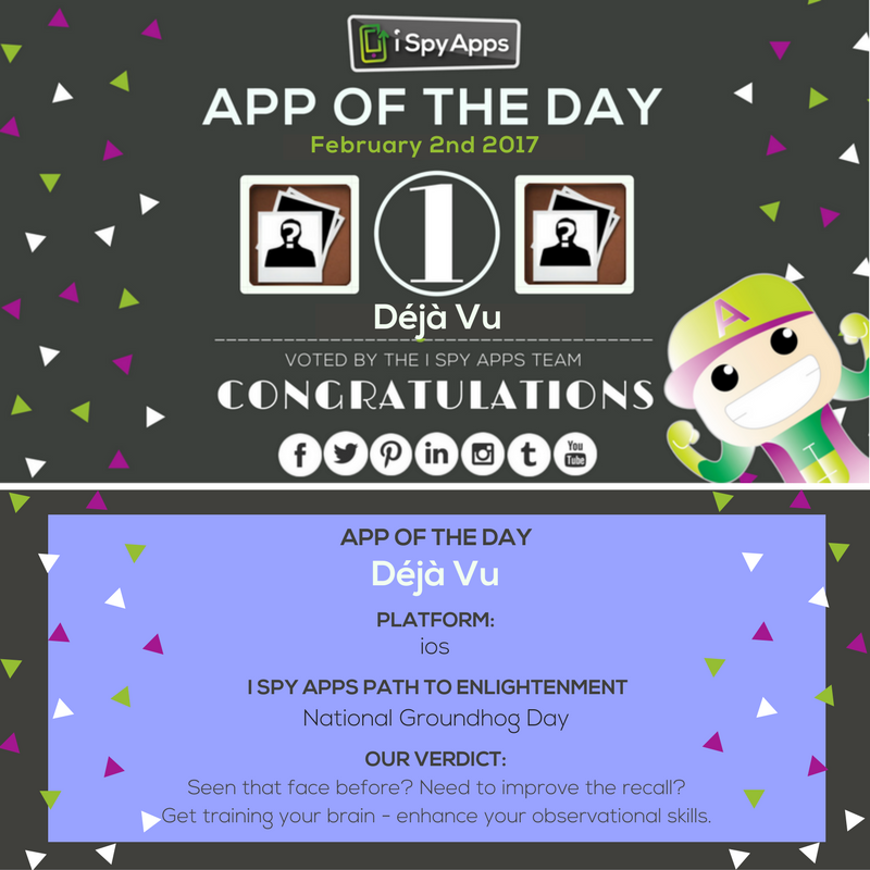 iSpyAppTravel's tweet photo. Congratulations Dejavu for being nominated #APP OF THE DAY by #iSpyApps! Download it now don't forget! #AOTD https://t.co/C1CSLsAM9d