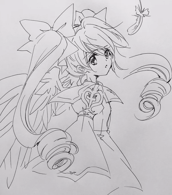 ツインテールといえばミルと言われたのでペンで一発書き 