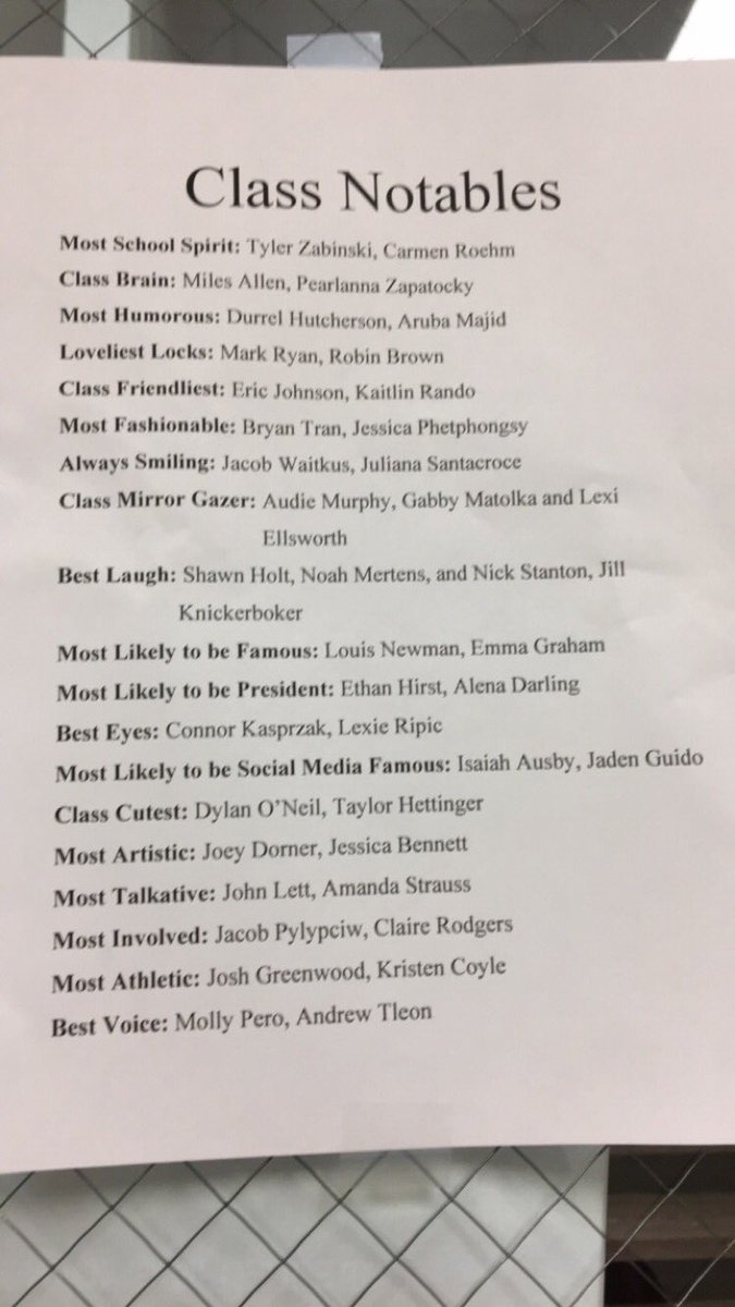 ueclassof17's tweet photo. Class Notables are out! DM this account or tell an officer when you'd like to take your picture for the yearbook. https://t.co/vTNQKlYm08
