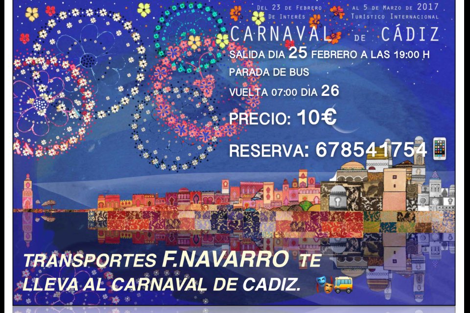Ya puedes ir reservando tu plaza para el sábado de carnaval.<a href="/BUSNAVARRO/">F.NAVARRO</a>