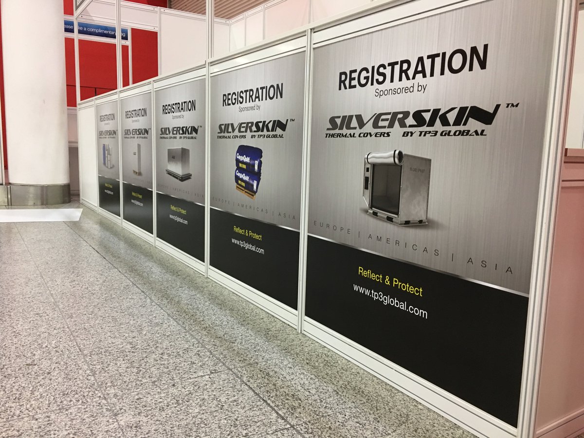 SilverSkinCover's tweet photo. TP3 & QPS stand and reception area looking good at #coldchain Europe, IQPC #TCL2017 #reflectandprotect https://t.co/o12Wvv45rU