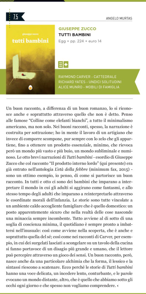 Una recensione firmata da <a href="/AngeloMurtas/">Angelo Murtas</a> su "tutti bambini" di Giuseppe Zucco, uscita su <a href="/MucchioMag/">Il Mucchio Selvaggio</a> di febbraio :)