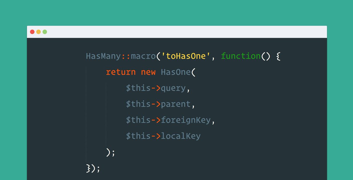 laravelnews's tweet photo. Laravel Eloquent Relationships Through Macros https://t.co/jyDlKcwvMD https://t.co/qbwFXSwP7y
