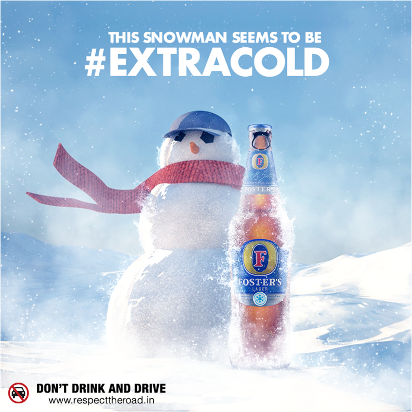 FostersIn's tweet photo. The world's oldest and the world's coldest snowman. #ExtraColdRefreshment https://t.co/szC7z8Uny3