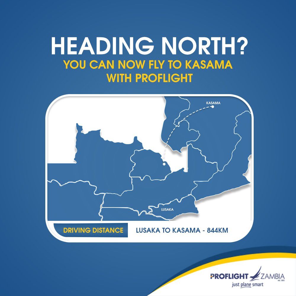 proflightzambia's tweet image. Travelling to Kasama will never be the same again! Our new route means you can arrive relaxed and refreshed - just a short flight!#Proflight