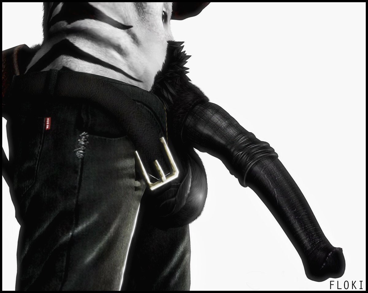 DXLFZEBRA's tweet image. "Ahhh...much better...feels so goos to let it hang out.~ Anybody wanna lick or@get pounded by it?~"