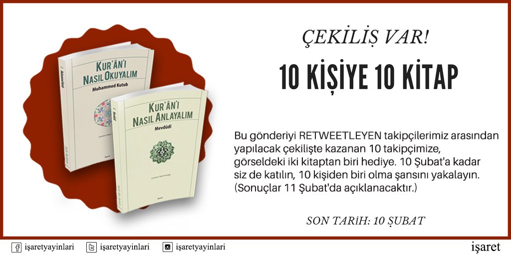 isaretyayinlari's tweet image. İŞARET YAYINLARI OKUYUCULARINA MÜTHİŞ KİTAPLAR HEDİYE EDİYOR.
Görseli retweetleyin, çekilişe katılın, hediye kitabınızı alın. #işaret