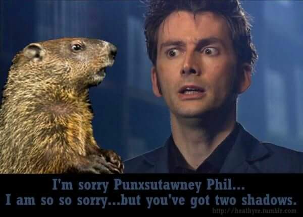 Vickiinmyhead's tweet photo. #HappyGroundhogDay #DoctorWho #twoshadows https://t.co/Q0UjGdXWRD