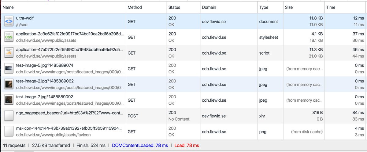PhMannheimer's tweet image. DomContentLoaded 78, Load 78! #pagespeed #nginx #dns_prefetch #link_preload #cloudfront #cache #edge_cache #cdn #responsive_loading