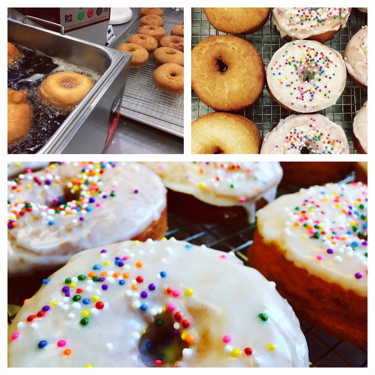 Au campus aujourd'hui, essayez un de nos irrésistibles beignes maison!
🍩🍩🍩
Vanilla doughnuts with rainbow sprinkles in the café today!