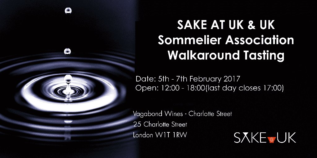 nakamuramba's tweet photo. Walkaround Tasting by @sakeatuk &amp; @UKSommeliers at @VagabondW1 Charlotte Street on Sunday 5th, Monday 6th, and Tuesday 7th. Join us! https://t.co/jlyxA5AELM