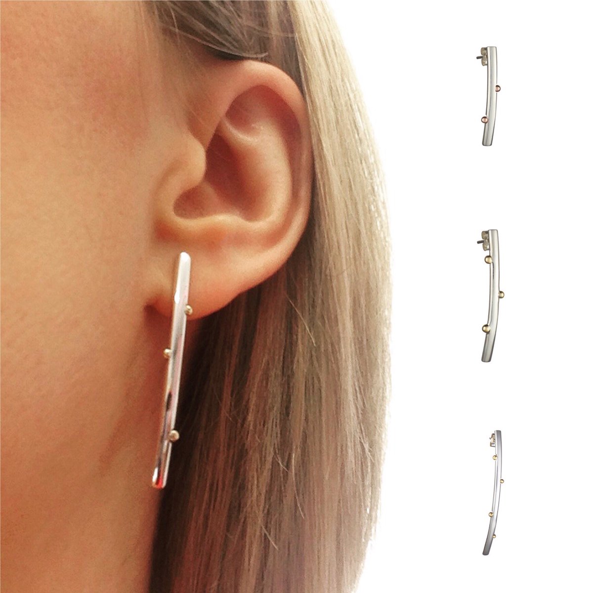 PinkDesign2007's tweet photo. #silver and 18ct #gold #earrings from our Dot Collection. More designs on our website #handmade #jewellery #ValentinesDay #sheffield #makers https://t.co/MJABwbJ01M