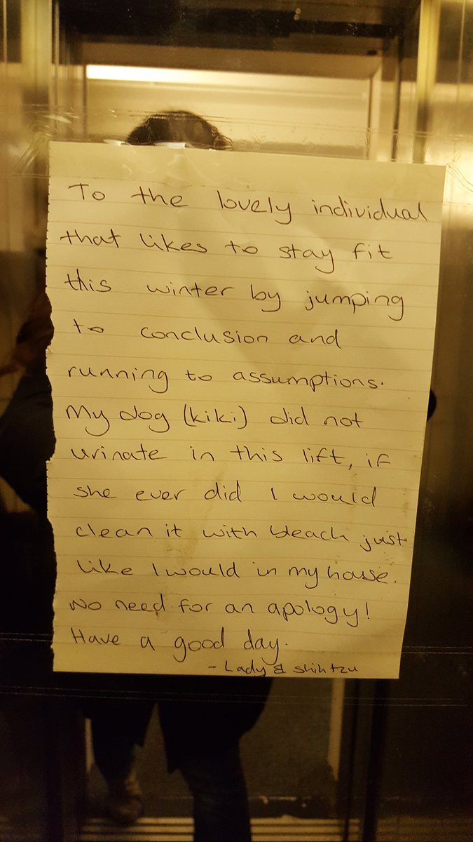 nannycrafts's tweet photo. Found this note in the lift today #notmydog #funnynotes https://t.co/8ssPeUwdAp