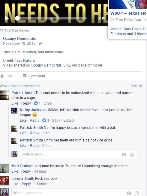 sister_kat's tweet photo. #ShareTheHate to #StopTheHate these are clips of conversations on a FB page that is about Repub, Dems & Liber. It is a free for all HATE https://t.co/tnkrRntYqU