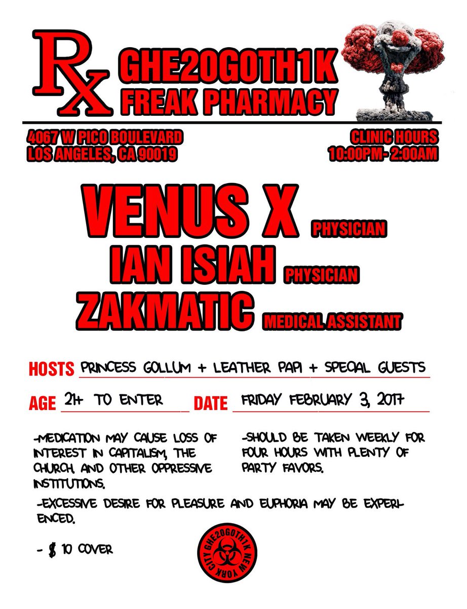catchonela's tweet photo. TRMW 🎲🎲🎲
@GHE20G0TH1K #FREAKPHARMACY @ UNION
🚨@VENUSXGG
🚨@IANISIAH
🚨@ZAKMATIC
🚨@WIFISLILANGEL
🚨#LEATHERPAPI
💉🌡💉🌡💉🌡 https://t.co/R0Y6umeJtI