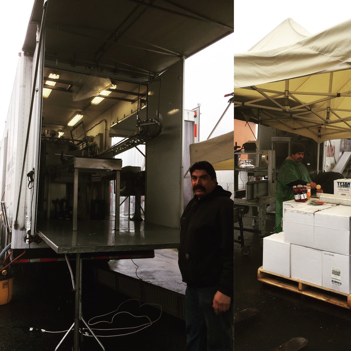 Bottling in the rain! It's been a wet winter but that won't stop our Sauvignon Blanc and Rosé train! #cheers