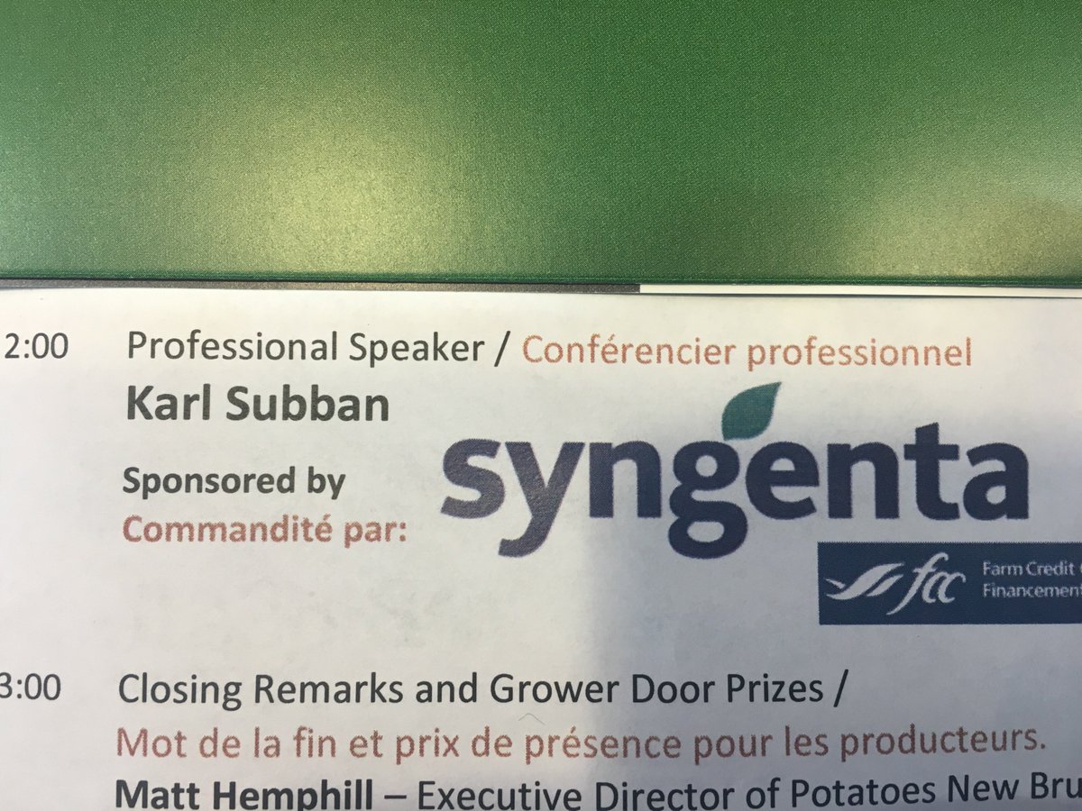 Conférence très inspirante au Congrès de la pomme de terre du Nouveau-Brunswick ici à Grand-Sault #mercisyngenta <a href="/BonjourSyngenta/">Bonjour Syngenta</a>