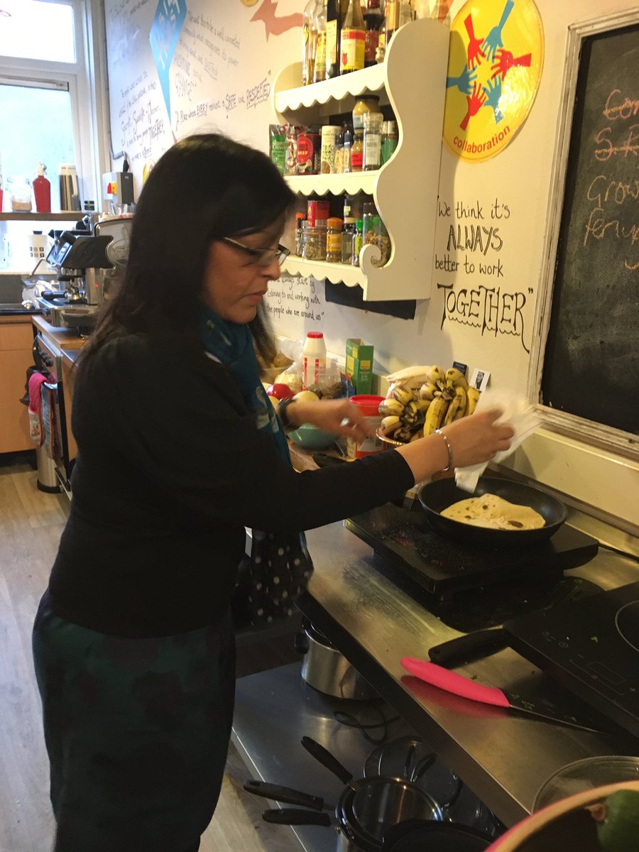 EAT2016's tweet photo. ... a beautiful chicken curry, aloo gobi, rice and roti made by this amazing woman, Narinder... https://t.co/Bae14bjlDq