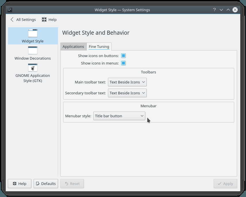 Open system setting