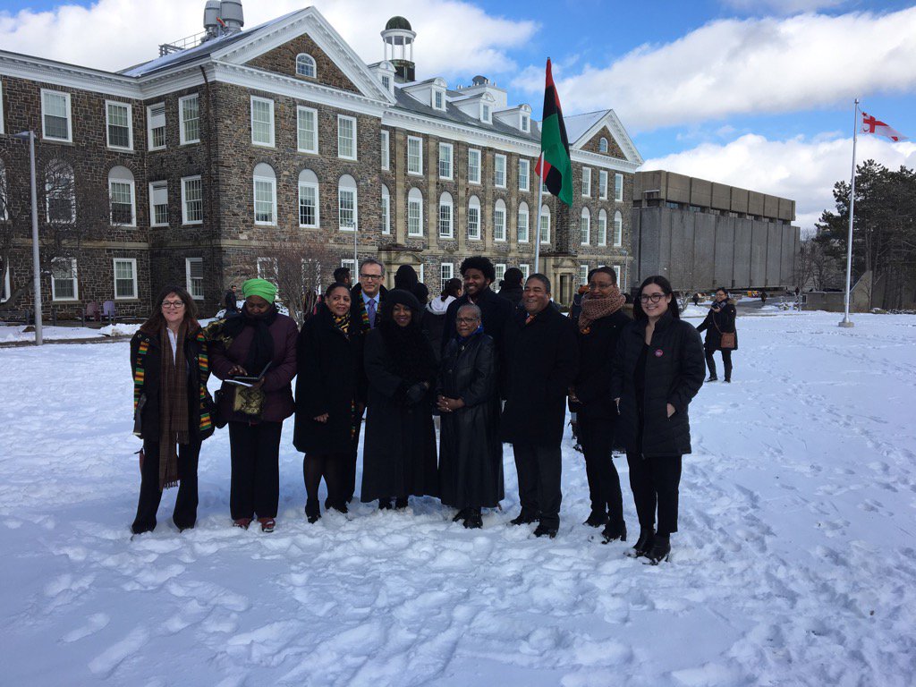 The African Heritage Flag has been proudly raised on our #Halifax campus #AHM2017 <a href="/DalPres/">Kim Brooks</a> #DalProud