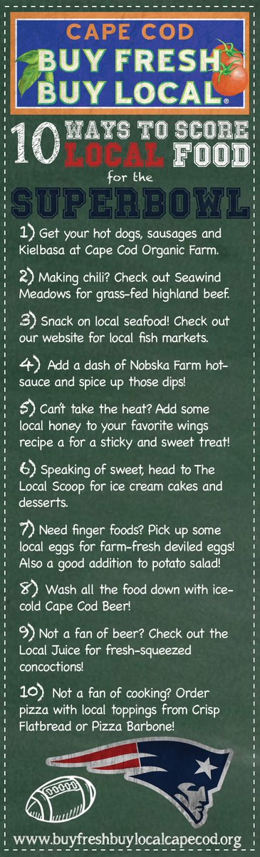 buyfreshcapecod's tweet photo. Support our local #Patriots with #local #farm food! Shop locally for your #SuperBowl party! #buyfreshbuylocal #capecod #eatlikechamps #win https://t.co/1L2jfsge6I