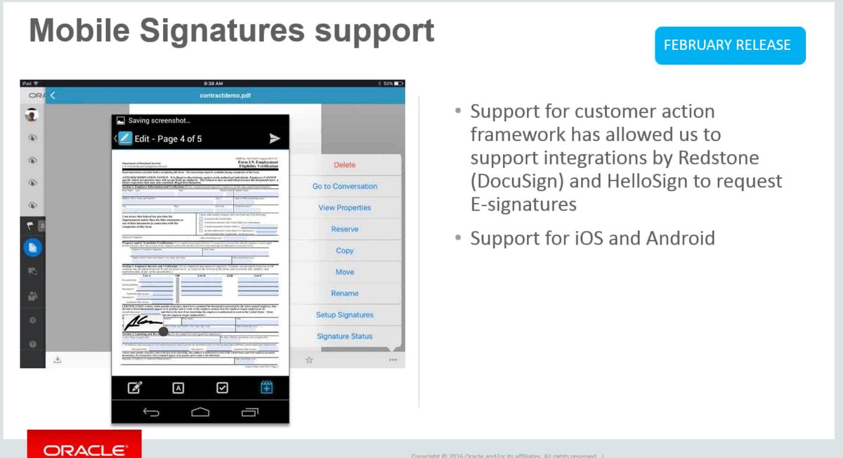 isedouwes's tweet photo. Another improvement in #oracledocs: now the possibility to #esignature documents on the mobile app using @HelloSign add-on https://t.co/lkouctmWy7