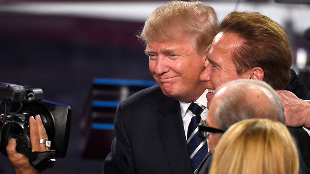 MissBeaE's tweet photo. Schwarzenegger to President Trump: Let's switch jobs https://t.co/mYzL7FwNyd https://t.co/7E3iTT7JY8