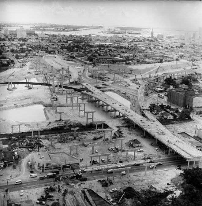 Looking east over the construction of I-95 &amp; I-395 (late 1960s)