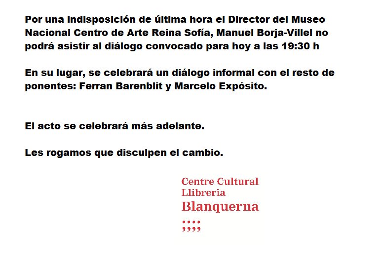CCLBlanquerna's tweet photo. Aviso Acto 'Del arte contemporáneo y sus espacios'⚠️ https://t.co/Wpkf9pEGWG