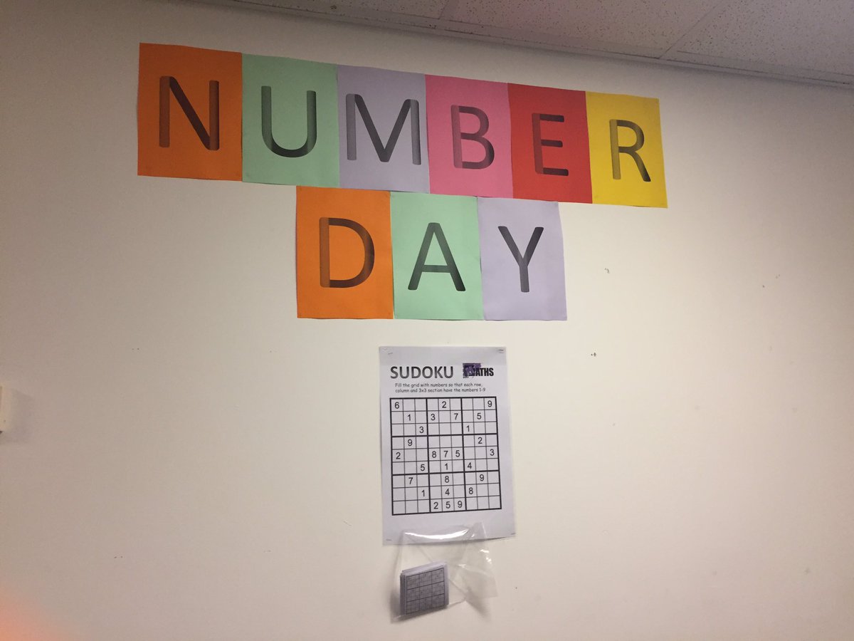 PAMaths's tweet photo. Remember tomorrow is Number Day, come along to the maths department to get involved in the activities! #teacherhunt #bingointheLRC https://t.co/qde22EGyZw