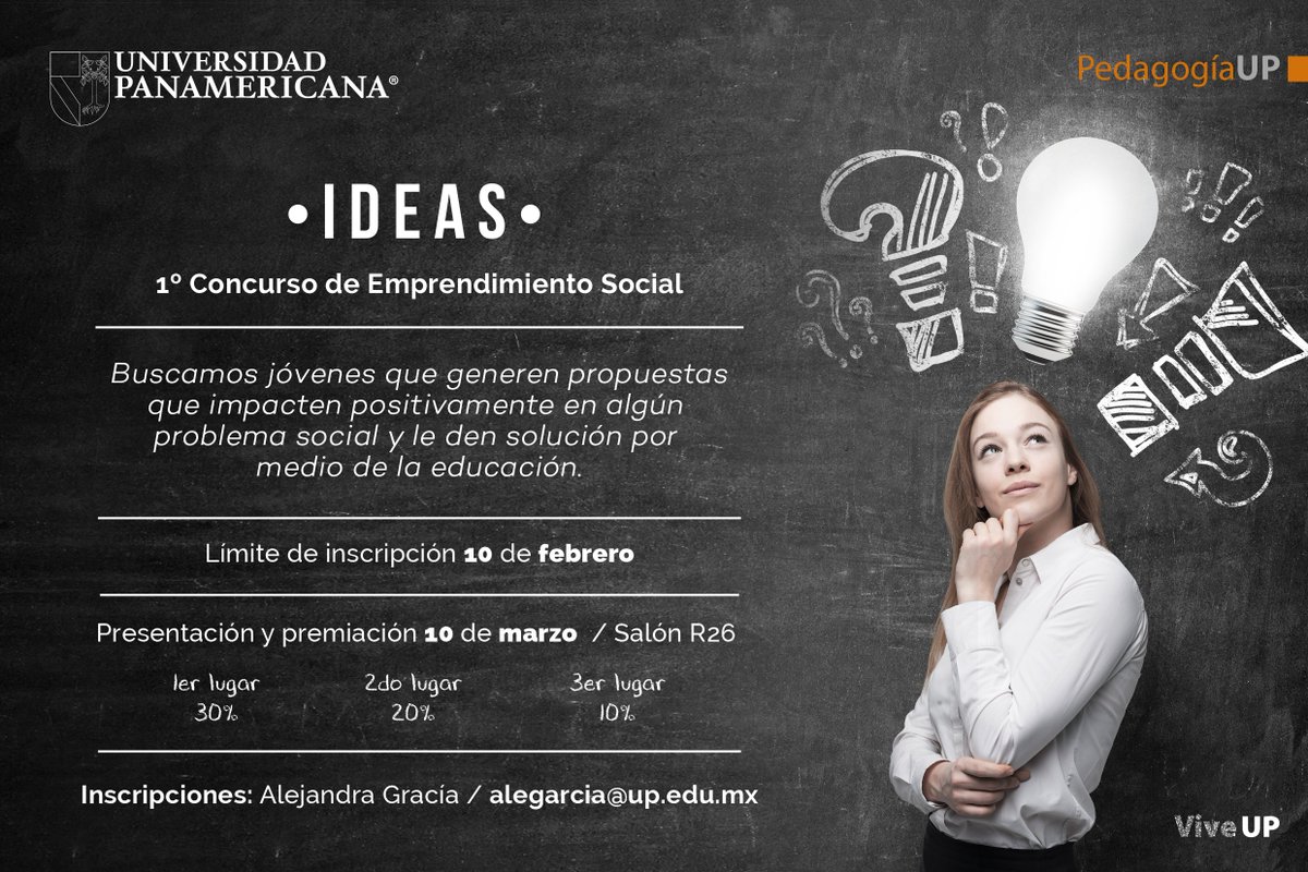 PedagogiaUP's tweet photo. ¿Te gustaría ganar un porcentaje de beca en tu proceso de admisión? Inscríbete a nuestro concurso I D E A S .

https://t.co/GAK0GJq6v5 https://t.co/QnvJubnf4T