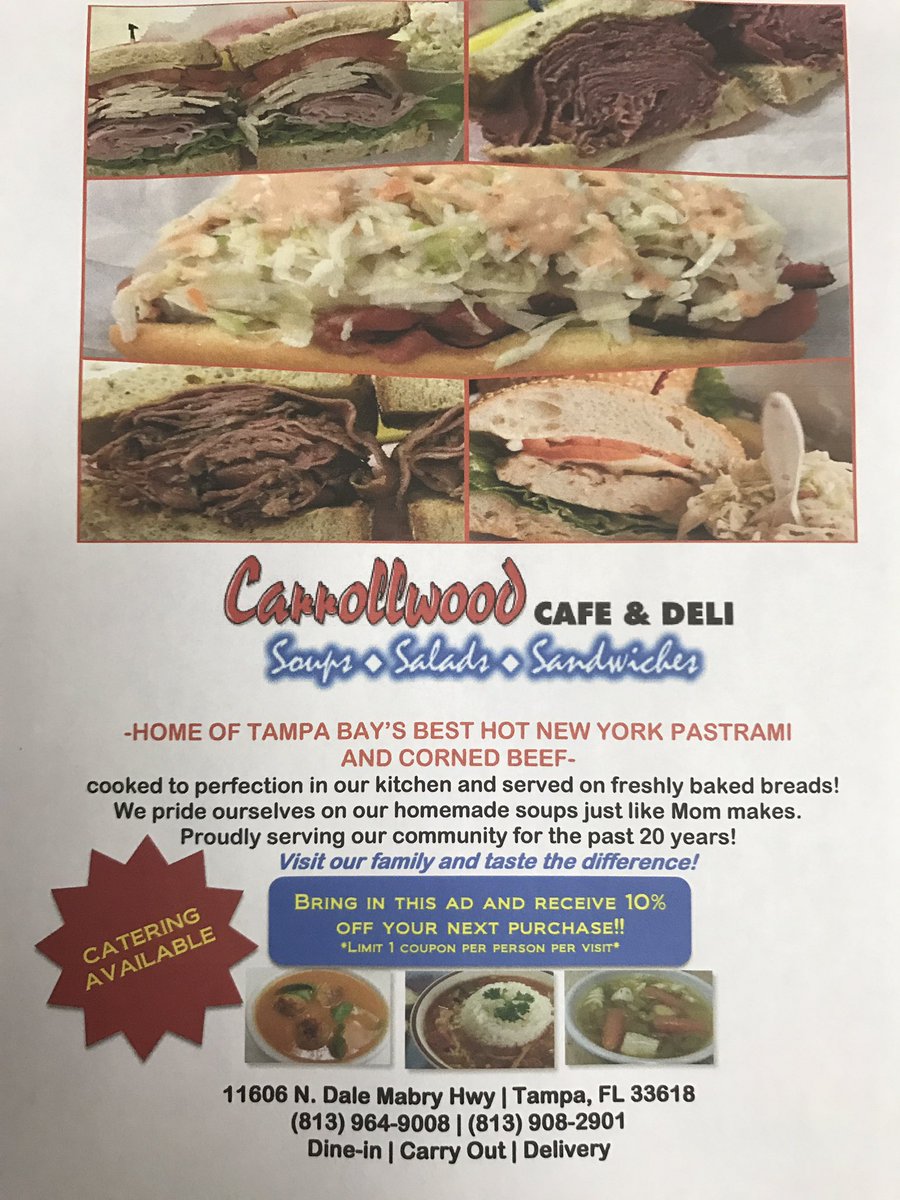 Come in with this flyer and receive 10% off your next purchase🥗🥖🍲#lunch #tampa #carrollwooddeli #carrollwood #tampabay