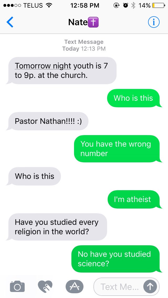 kaleekavanaugh's tweet photo. Who's the snake that gave their pastor my number https://t.co/tSAVgxDvy1