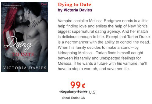 RomanceSteals's tweet photo. Even the undead need a little dating help... Grab Dying to Date by Victoria Davies for $0.99! https://t.co/WObySg5pQQ https://t.co/QZTpIfJWWk
