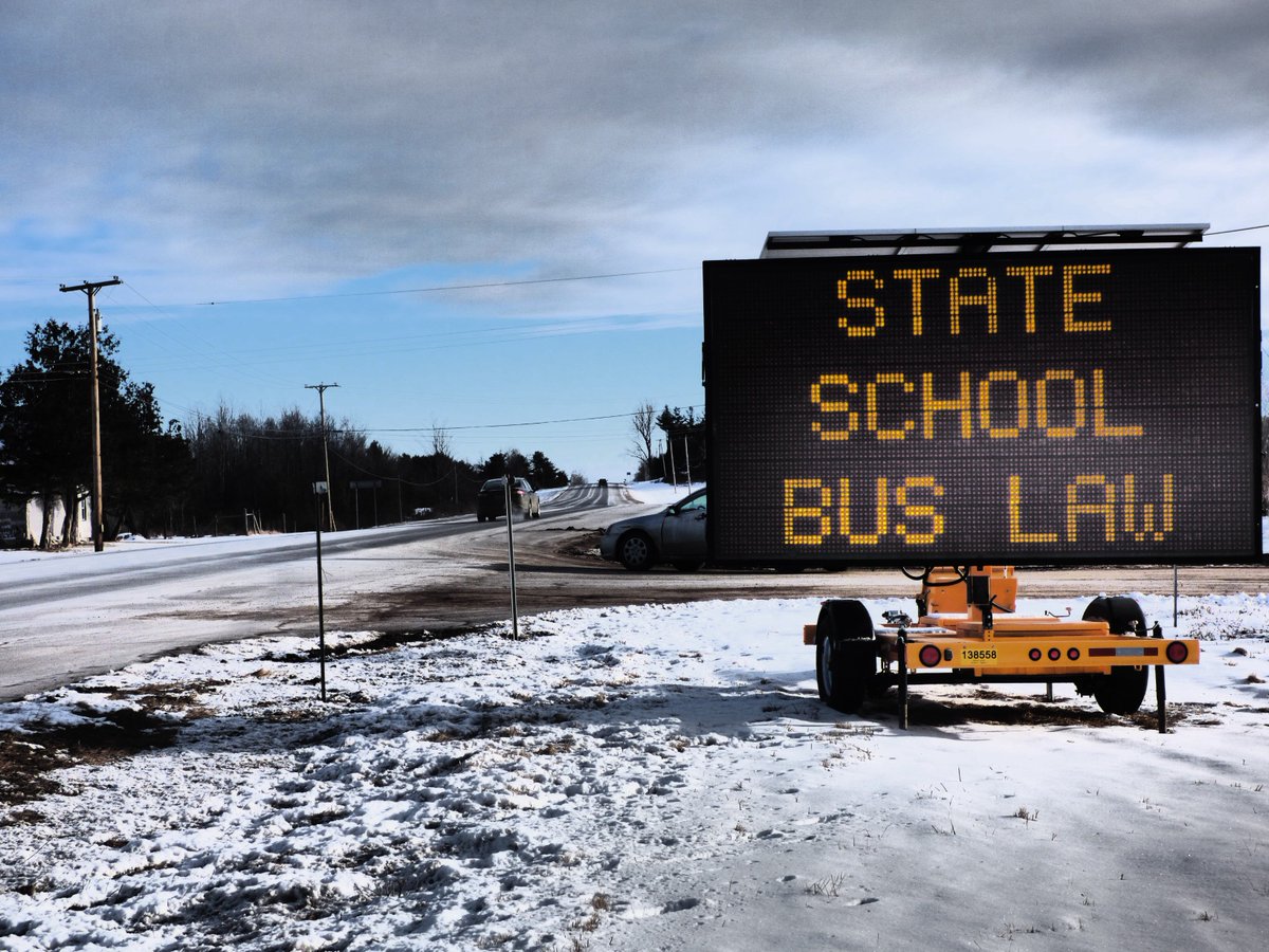 NYSDOT's tweet photo. No matter what lane you're in or what direction you're heading, always stop for school buses with flashing red lights. #SchoolBusSafety https://t.co/QUw0DGT5ry