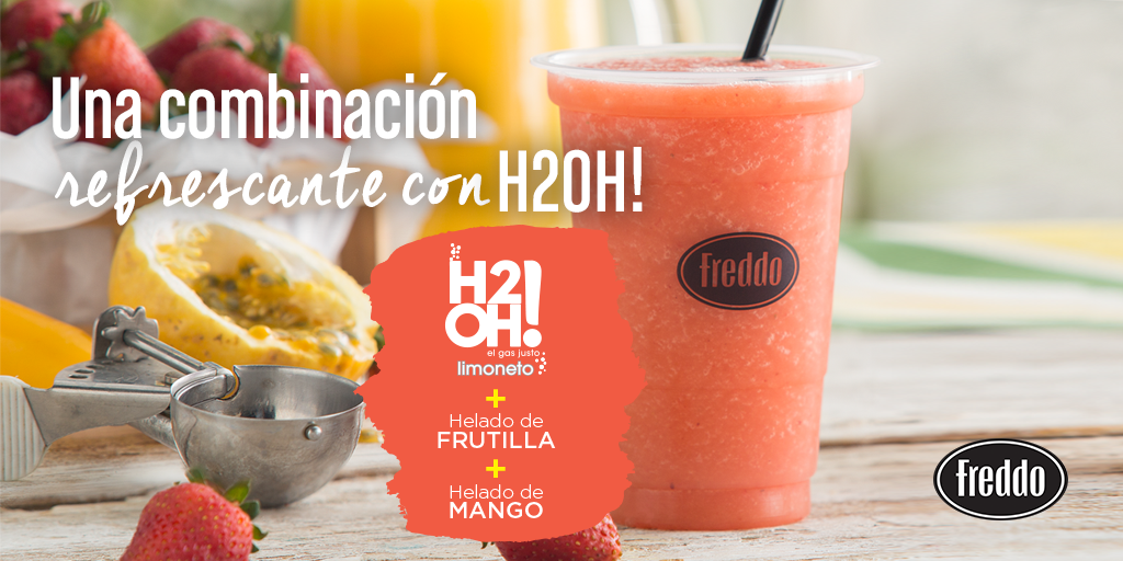 HeladosFreddo's tweet photo. Limoneto, helado de frutilla y mango: el equipo que va a refrescar tu verano. Vení a probar el nuevo Batido junto a @H2OHArg #VeranoEnFreddo https://t.co/4OT6Lb62g6