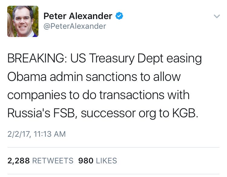 Scale of 1-10: how surprised are you that Russian sanctions have been lifted.  C3rf3TKVYAAGAah