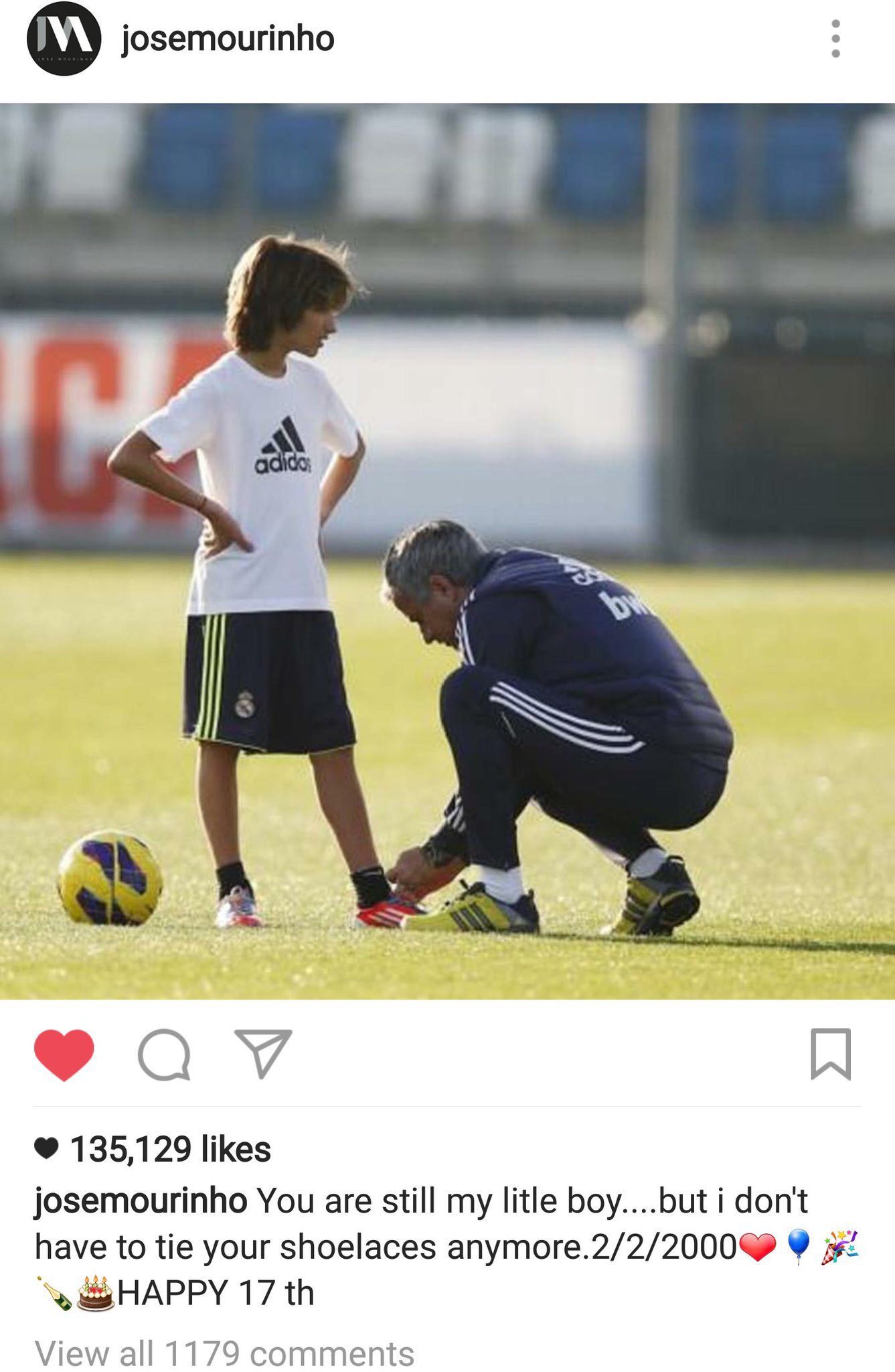 José Mourinho wishes his son a Happy Birthday on Instagram Happy Birthday José Mário, Jr! 