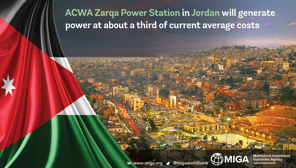 MIGA's tweet photo. Proud to help deliver cheaper #power in #Jordan: ACWA Power Station to produce #electricity at 1/3 of current costs https://t.co/FGWZVWWzDY https://t.co/yL7jmUgf3i