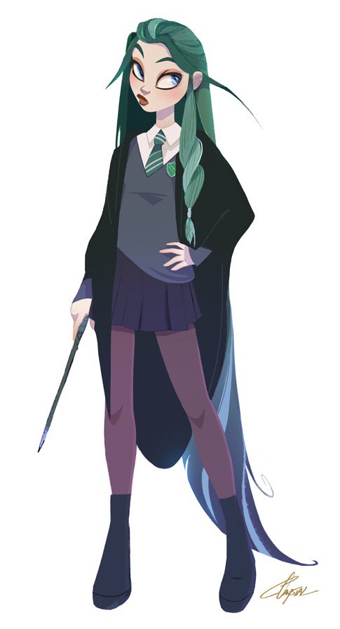 CrystalType's tweet photo. 💚🐍💎 Original character Diamond De Vert. More story on my Insta. #harrypotter #slytherin #animation #art #drawing https://t.co/MPMM42zkI0