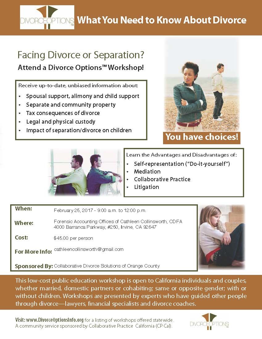 JSanchezLive's tweet image. The upcoming Divorce Options will be held February 25, 2017.