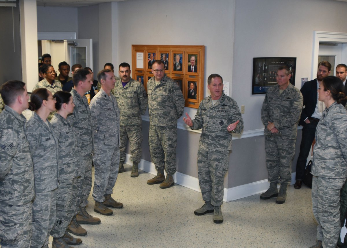 GenDaveGoldfein's tweet photo. Thanks to the #TotalForce #Airmen at 136th Airlift Wing & @AirNatlGuard Band of the Southwest for a great visit. @AirMobilityCmd #AFBands https://t.co/Dtr5HPJZpA