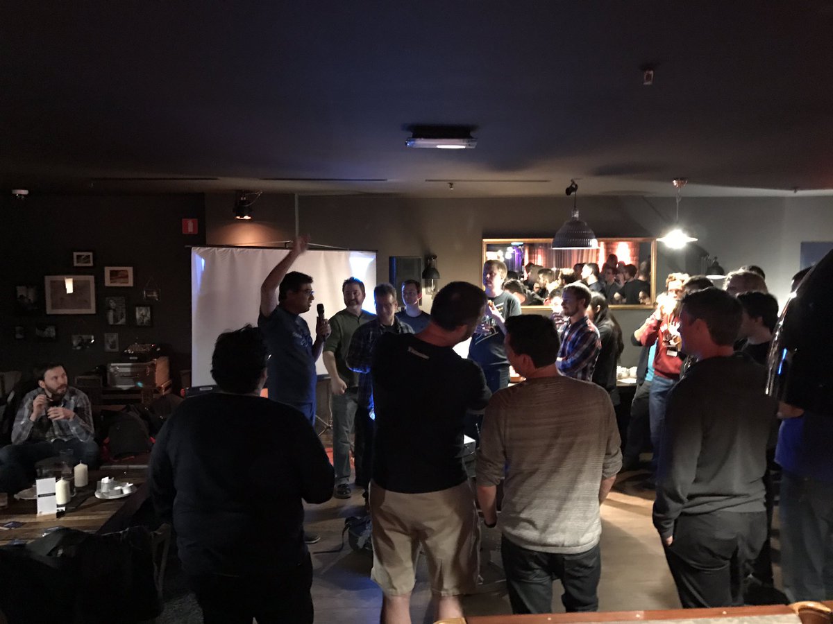 YannDanthu's tweet photo. Thanks @Bitbucket for the lightning talks and the drinks 🍻#gitmerge2017 https://t.co/FluEMt82ry