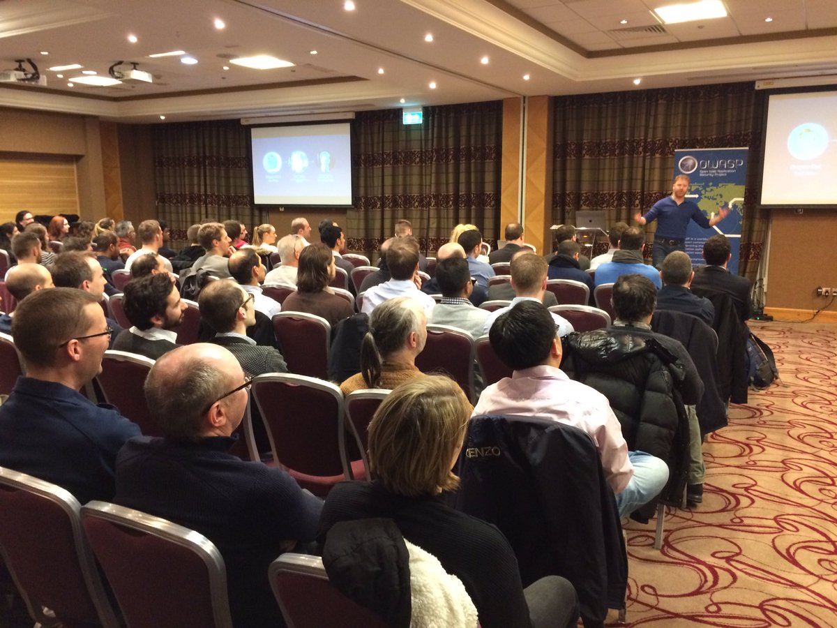 bgormley's tweet image. Full house with standing room only at OWASP Dublin talks