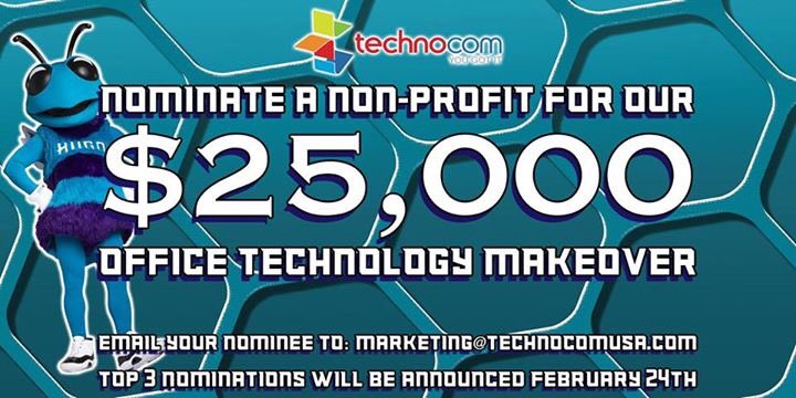 Nominate your favorite non-profit as we team up with the @hornets for our #TechnologyMakeover! email: marketing@technocomusa.com today!
