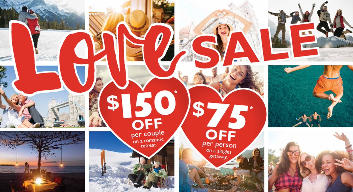 FCHalifaxSC's tweet photo. HALIFAX! Our new LOVE SALE is on! $150 OFF per #couple on romantic retreats &amp; $75 OFF per person on #singles getaways! #hfx #SpreadTheLove 😍 https://t.co/Pmj5xhLzQo