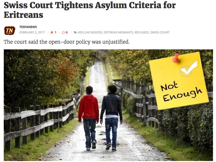 tesfanews's tweet photo. #Swiss Court Tightens Asylum Criteria for Eritreans https://t.co/1ZPOKIlWVj #HumanRights #Switzerland #Eritrea #asylumseeker #COIEritrea https://t.co/D6aD53MAgG