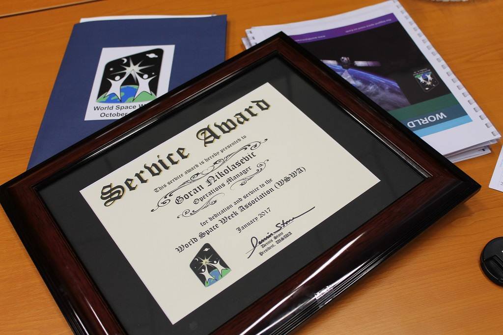 WorldSpaceWeek's tweet photo. Congratulations, @GogoshNix, on receiving the WSW Service Award! We are grateful for your outstanding dedication &amp; commitment to our cause! https://t.co/Swbd3kmn2M