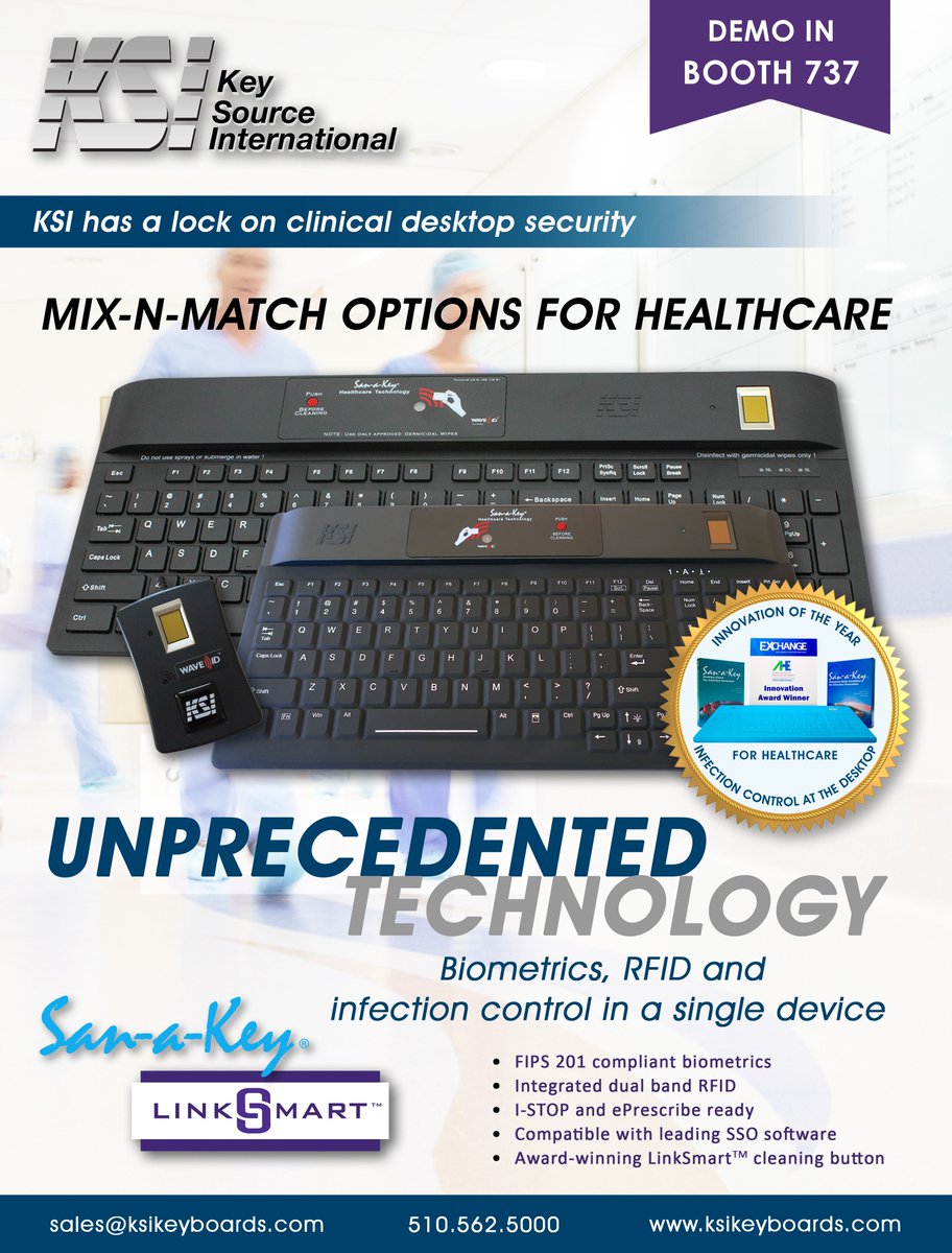 ksikeyboards's tweet image. Integrated #dualfactorauthentication with a user-defined  #infectioncontrol program in a single device.  Demo in Booth 737 at #himss17.